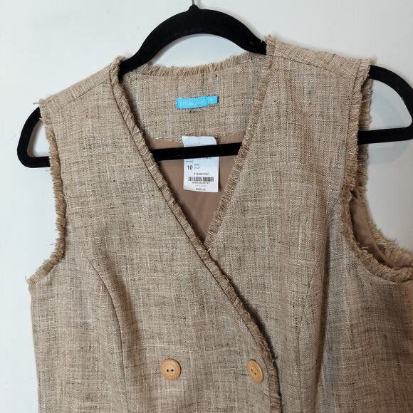 J. Mclaughlin Pia Dress Sand Tweed Sleeveless Double-Breasted - Picture 8 of 12